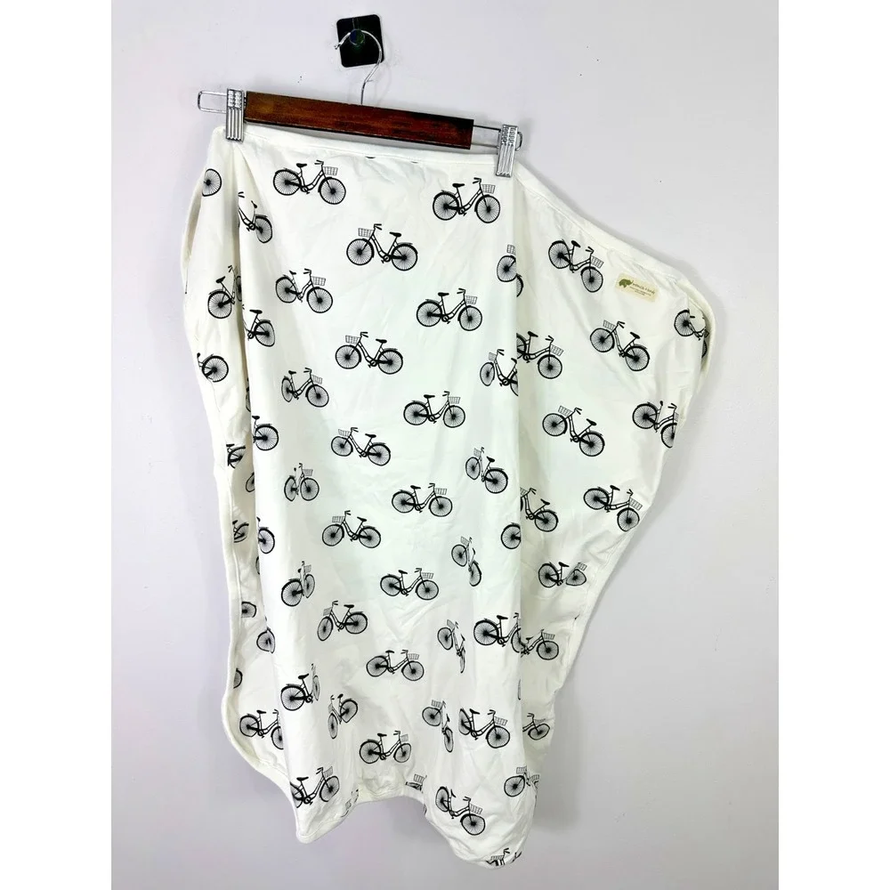 Monica + Andy Swaddle Blanket Baby OS White Bicycle Print Organic Cotton Stretch